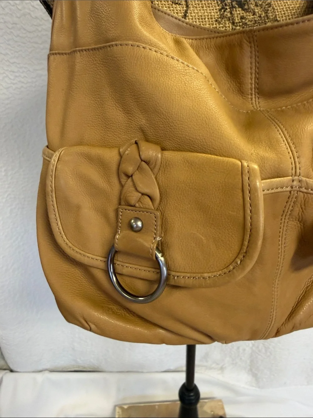 Kenneth Cole Reaction Tan Leather Hobo Bag Vintage Y2K